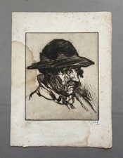 Georges Gobo, Portrait de breton, Gravure signée, numérotée 1/20