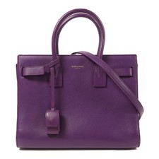 SAINT LAURENT YSL GHW Sac De Jour 2 Way Bag 377183 Calfskin Leather Purple