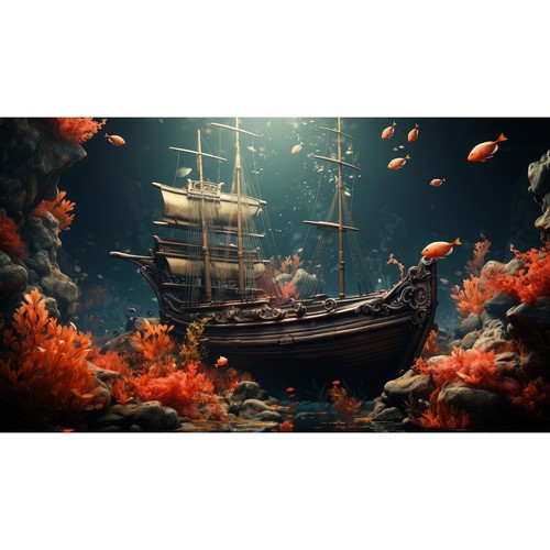 Pirate shipwreck aquarium - pirate,