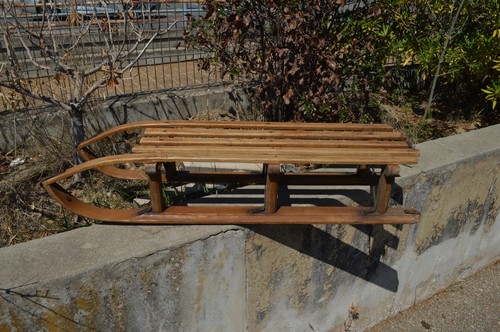 Luge ancienne bois - luge,