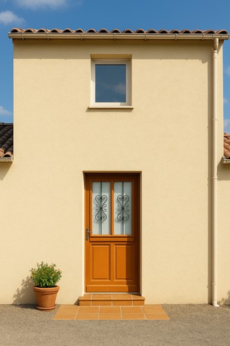 Porte entrée bois - porte, vitrée