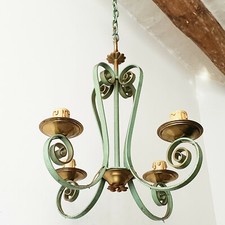 STUNNING VINTAGE 1940 1950 WROUGHT IRON CEILING CHANDELIER 40S 50S 40S/50s