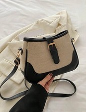 Sac Seau A Bandoulière Fourre Tout Femme Tressé En Paille Beige Et Noir Bouton