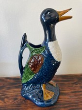 Barbotine carafe canard bleue