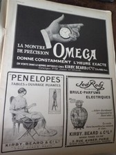 burn perfume ROBJ + OMEGA watch + table PENELOPES KIRBY pub ILLUSTRATION 1921