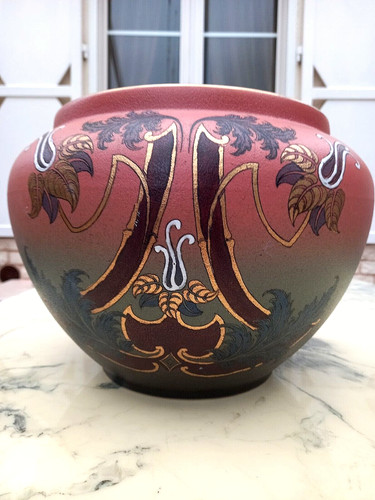 Cache pot faience decor - ,