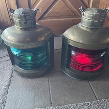 Vintage-Antique-Perko-Ship’s-Nav-Lights-Port-Starboard-Made-N-USA-All-Brass-Nice