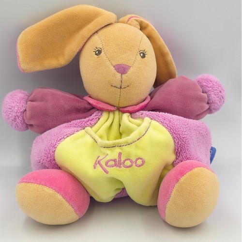 Doudou lapin prune - rose, vert
