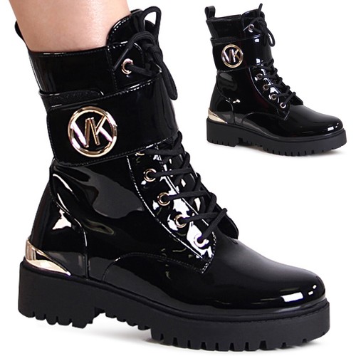 Bottes biker femme vernis - en,