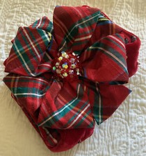 Luxury Silk/Velvet Swarovski  XXS Dog Harness Chien Coature Red Plaid Present
