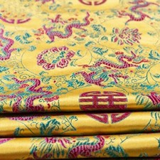 Brodé Brocart Tissu Oriental Dragon Jacquard Satin Soyeux Vêtements Par Mètre