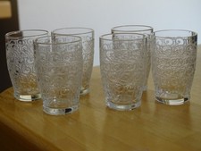 BACCARAT CRYSTAL 6 ANTIQUE LIQUEUR GLASSES GOUVIEUX ENGRAVING ROHAN ht 5 cm