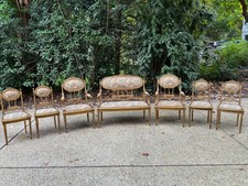19th century french louis XVI style gilded 7  piece salon set