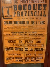 AFFICHE FONTAINEBLEAU.BOUQUET PROVINCIAL.CONCOURS TIR À L’ARC.1939.