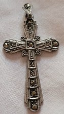 ANTIQUE CROSS MARCASSITE SOLID SILVER PUNCHED PENDANT JEWELRY ## K30