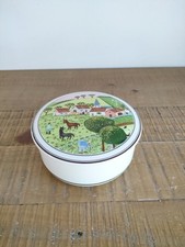 Candy jar / box Villeroy and Boch naive design village horses trees ∅11.8 cm