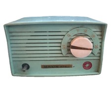 Vintage Monacor Model 5-1H Tube Radio Mint Green Mid Century Modern Japan MCM Wo