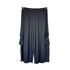 Chalet Et Ceci Hallie Cargo Pants Womans M Black Bamboo Blend Barrel Leg Pills