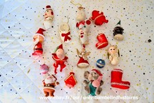 Lot de 17 anciens sujets, décorations de Noël vintage, années 60 à 80