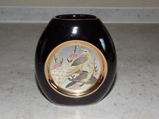 FAIENCE ART OF CHOKIN VASE BIRD DECOR PEACOCKS IMPORTISSIMO FRANCE JAPAN GOLD