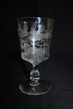 Acid Engraved Water Crystal Glass, Bird Decor, Napoleon III Era, 15.7