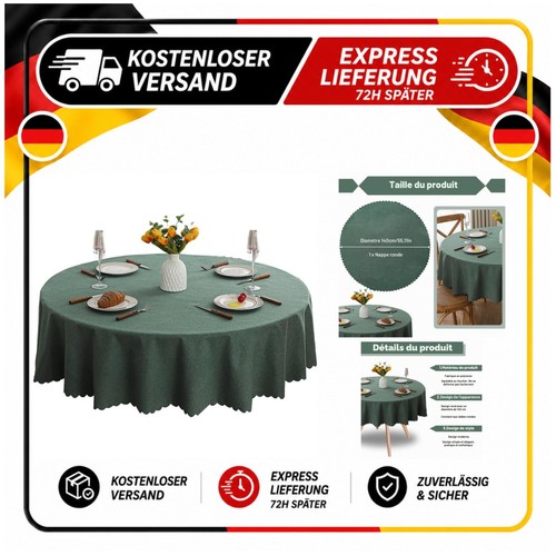 Nappe ronde 140 vert - 140, cm