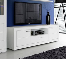 Meuble TV Bas Salon 196Cm Blanc Mat Moderne