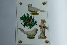 Embossed Chrome Images Cut Out Wedding Doves Child Holly 1890 (34150)