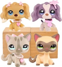 Pet Shop Toys Set, 4x Cocker Spaniel 748 1209 Shorthair Cat 468 Siamese Cat 1116