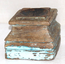 Ancien Bois Pilier Colonne Base Bougeoir Support Original Fin Main Sculpté