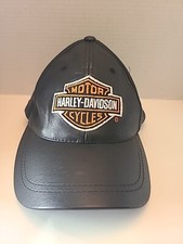 Vintage Harley Davidson Hat Leather Cuir Ball Cap, Pre-owned