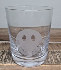 Etched Smiley Face w Stubble Smoking A Cigar Man Cave Bar 10 oz Rocks Glass