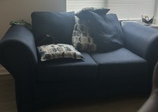 Living Room Navy Blue 2 piece Sofa Couch Loveseat Set 