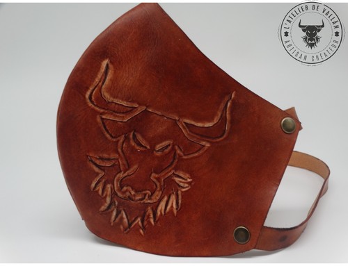 Masque moto cuir taureau - masque,