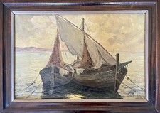 Ancien tableau marine mer port