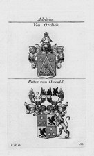 1820 - Ortlieb Oswald Blason Héraldiques Heraldik Gravure Sur Cuivre