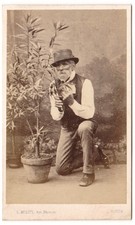 Man gardener botanist cutting a plant Photo CDV 1876 Militia Rouen
