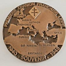 Bronze Cast Iron Commemorative Plaque Medal? 1st Free French Division