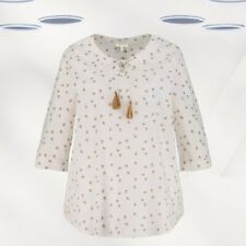 Ex Ulla Popken Women's 3/4 SleeveBee Print Tunic Top in Ivory