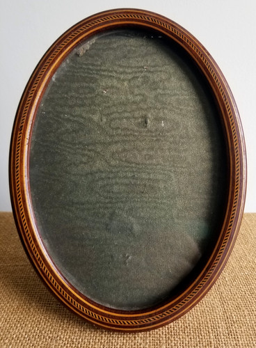 Ancien porte photo ovale bois - photo,