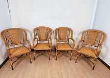 Suite of 4 Rattan Armchairs, Mid 20th Century