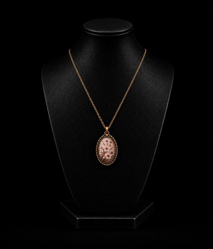 Collier pendentif ovale fleur - pendentif,
