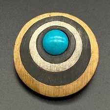 Vintage Piedra Negra Tono Mexico Turquoise Sterling Silver Copper Brooch Pendant