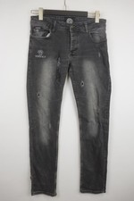 Versace Black Denim Cotton Distressed Button Fly Straight Leg Jeans Size 32