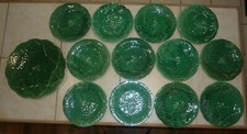 dessert service 12 plates + 1 dish Gien leaf vine creation primefleur