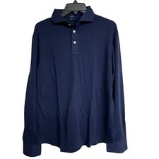 New Mens Brisk Midnight Blue Feather Soft Pique Full Sleeve Polo Shirt