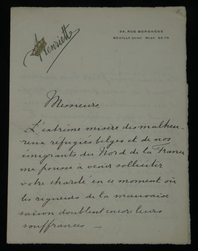 Henriette belgique lettre - henriette, de