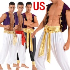 Mens Arabian Prince Costume Vest Pants Outfit Halloween Cosplay Party Gift