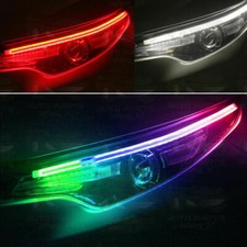 2 x 60CM LED DRL Light RGB Sequential Flexible Turn Signal Strip for Headlight