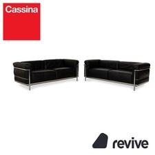 Cassina LC 3 Le Corbusier Cuir Canapé Deux Places Noir Bauhaus 2x